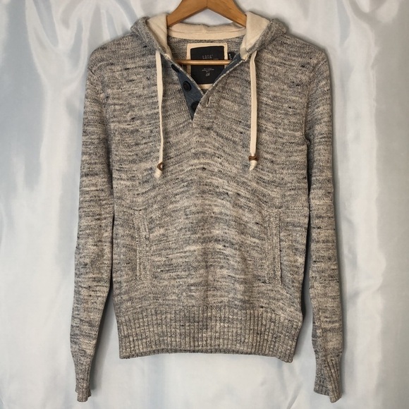 H&M L.O.G.G. Mens Hooded Gray Sweater Long Sleeve 100% cotton Size S - Picture 2 of 12